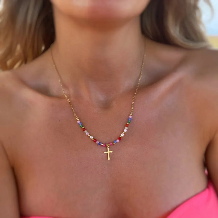 Cymone - שרשרת חרוזים עם צלב אמונה