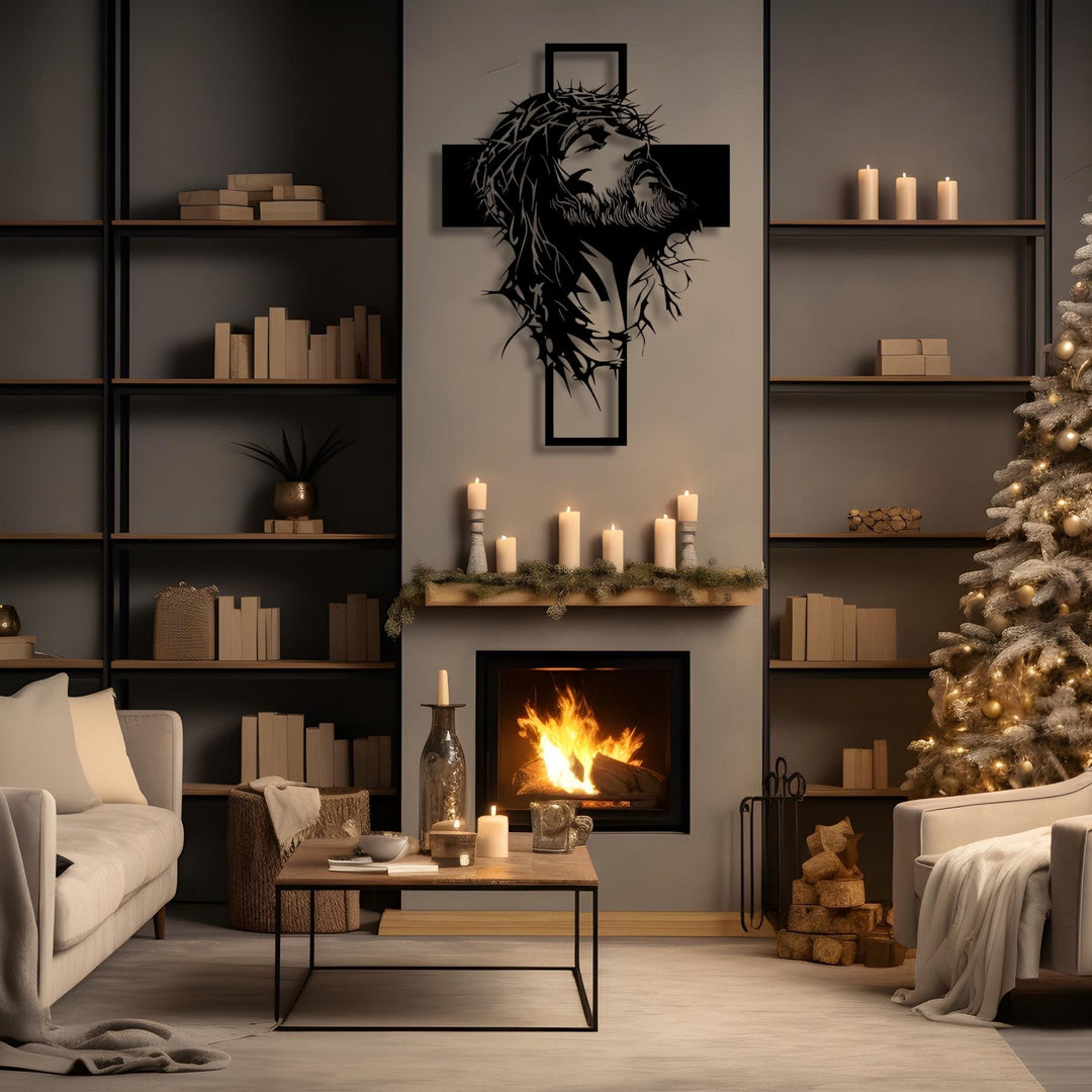 Cyras - אומנות קיר מתכת עם צלב ישוע