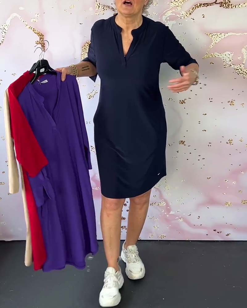 Lorraine - שמלת V-Neck אלגנטית וקז'ואלית