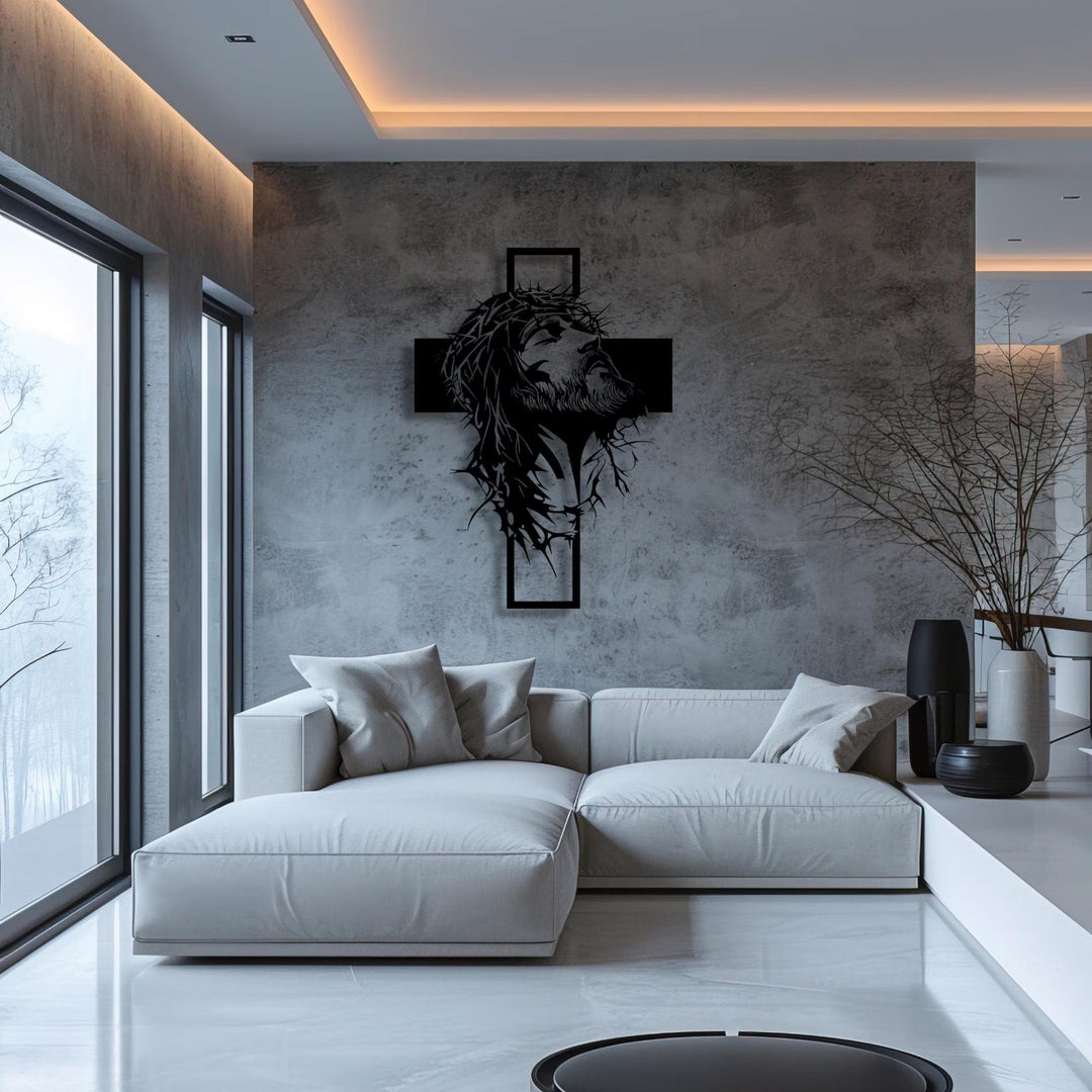 Cyras - אומנות קיר מתכת עם צלב ישוע