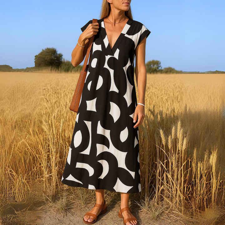Ashley - שמלת V-Neck אלגנטית וקז'ואלית
