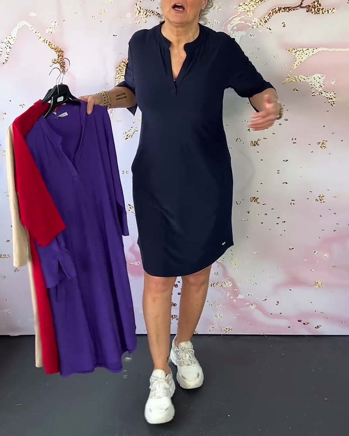 Lorraine - שמלת V-Neck אלגנטית וקז'ואלית