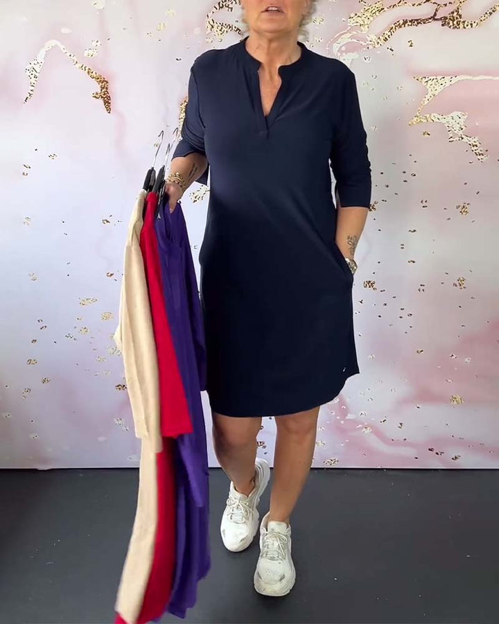 Lorraine - שמלת V-Neck אלגנטית וקז'ואלית