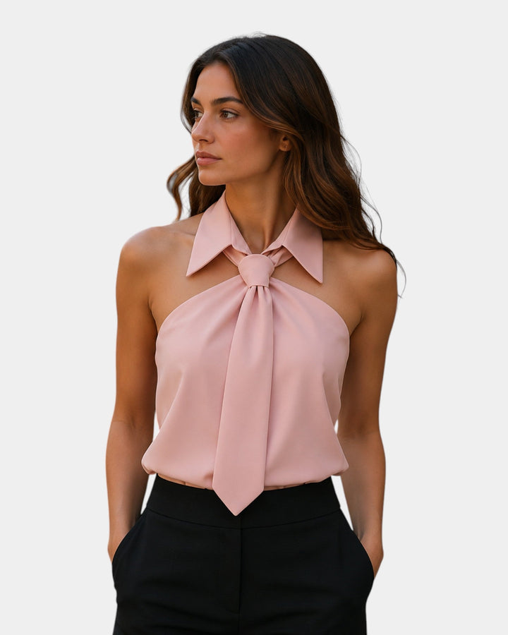 Piper - חולצת בלוז עם צווארון הלטר אלגנטי