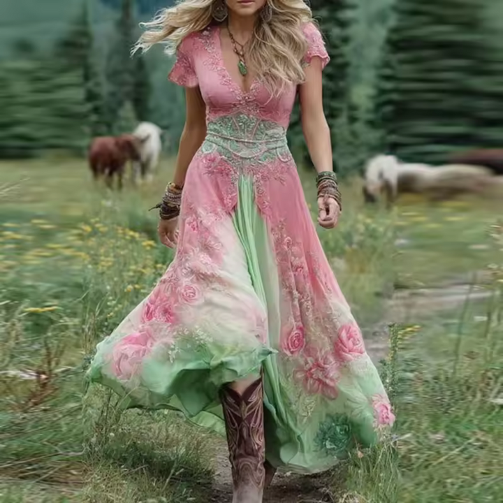 Amirae - שמלה פרחונית אלגנטית ליום יום