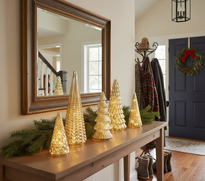 Vionara - עצים מוארים לחג המולד בזהב