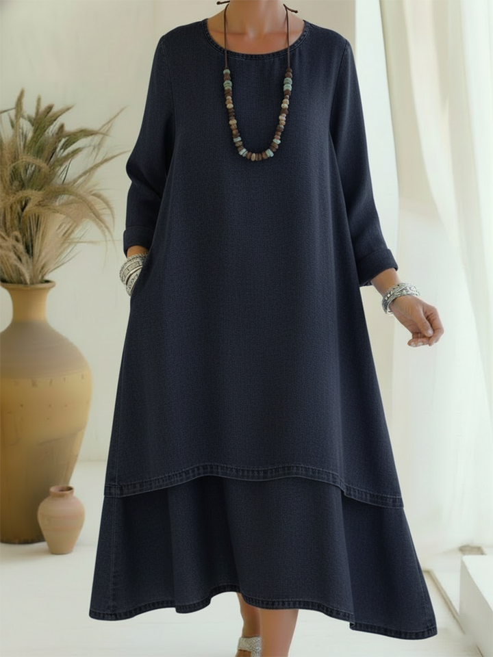 Siana - שמלת מידי עם שרוולים ארוכים ורכים